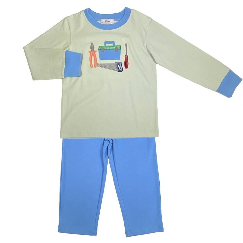 NEW ISHTEX boy's tool box pants set in green/blue